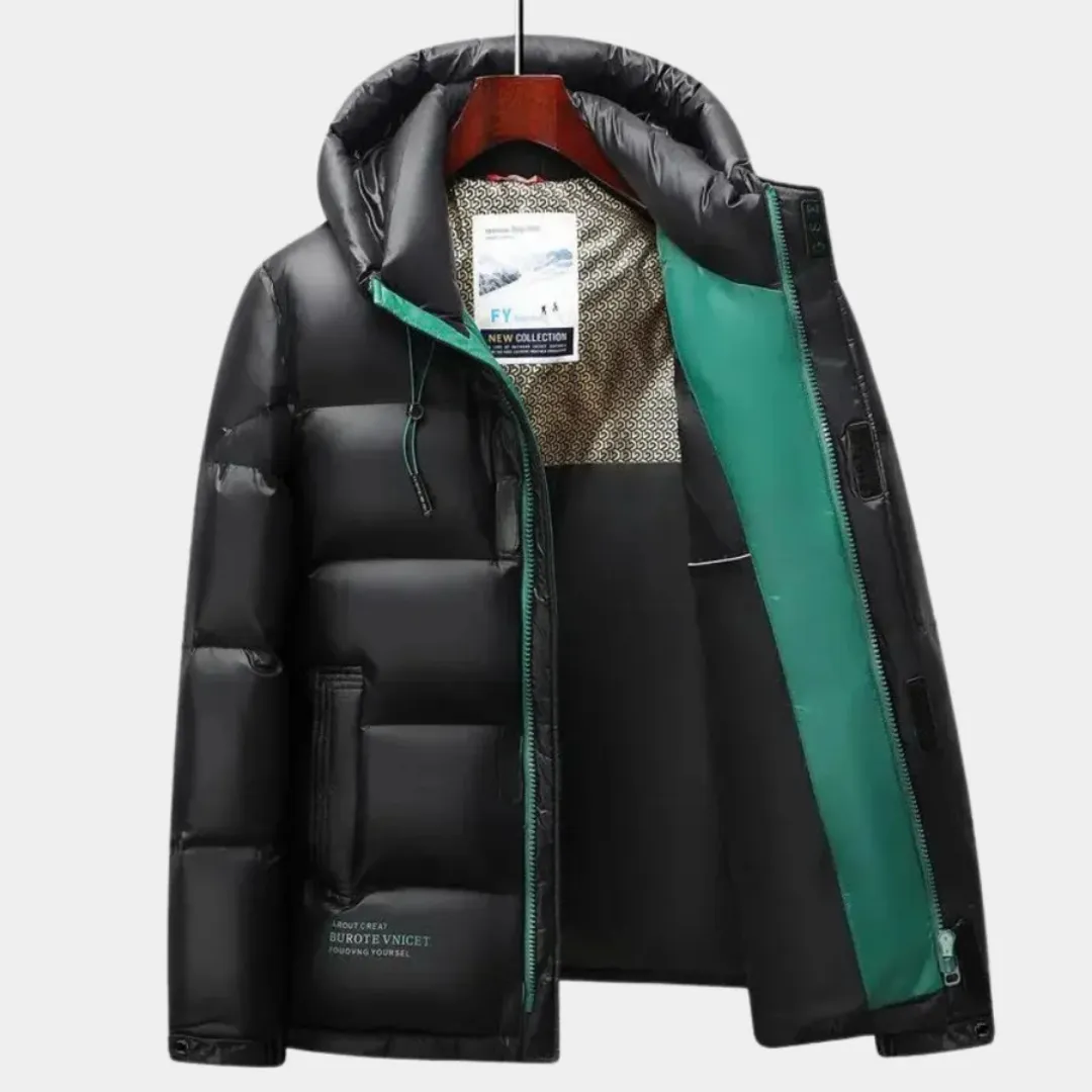 Men's Winter Warm Zippered Puffer Jacket | Hooded