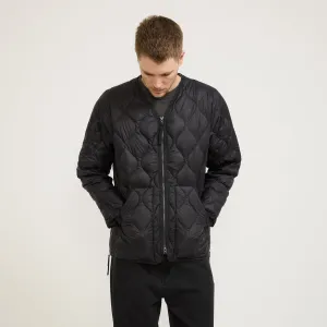 Military Zip V Neck Soft Shell Down Jacket Black