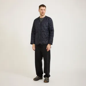 Military Zip V Neck Soft Shell Down Jacket Dark Navy