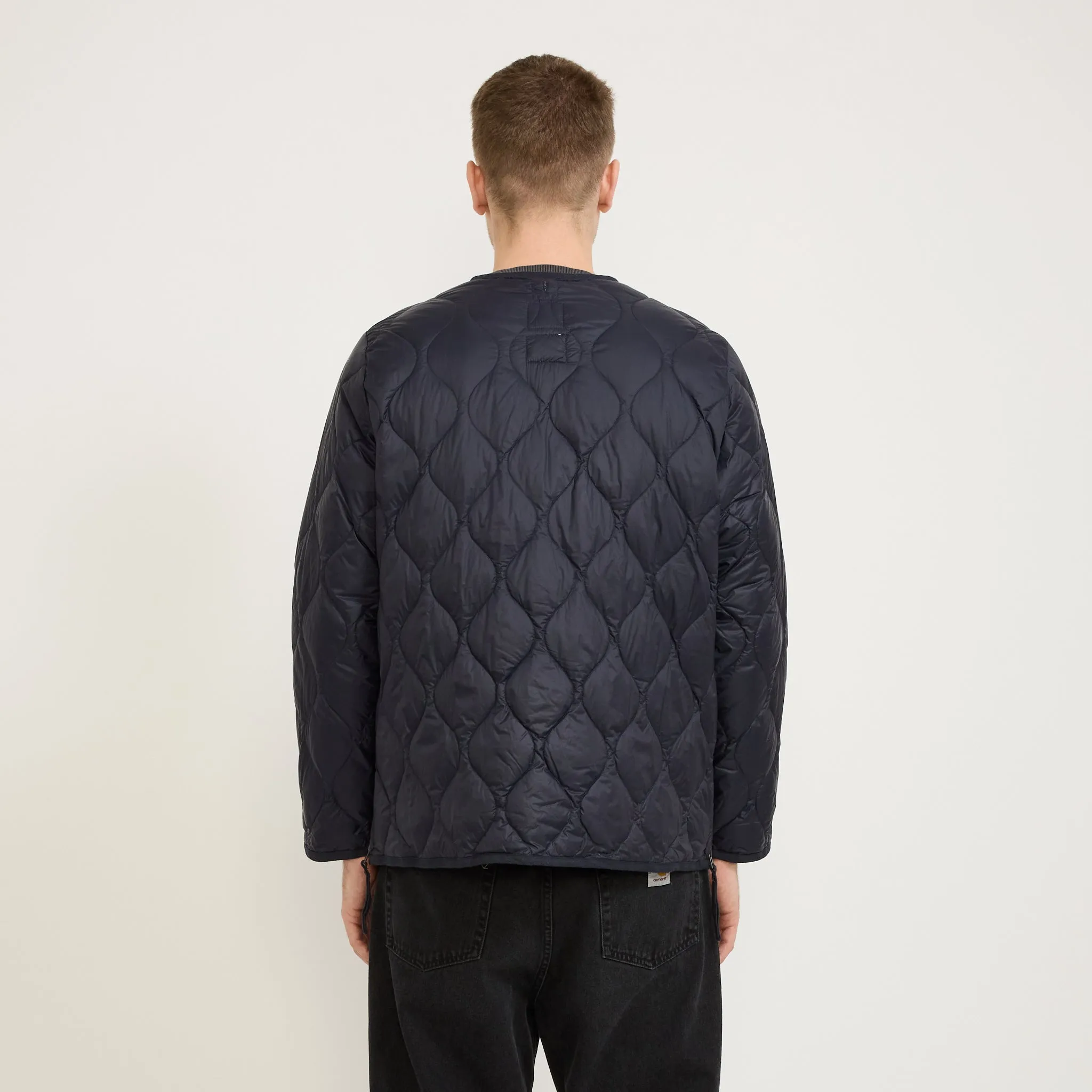 Military Zip V Neck Soft Shell Down Jacket Dark Navy