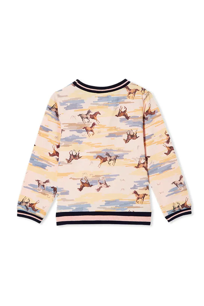 Milky | Horses Lightweight Long Sleeve Top | Sizes 2-7