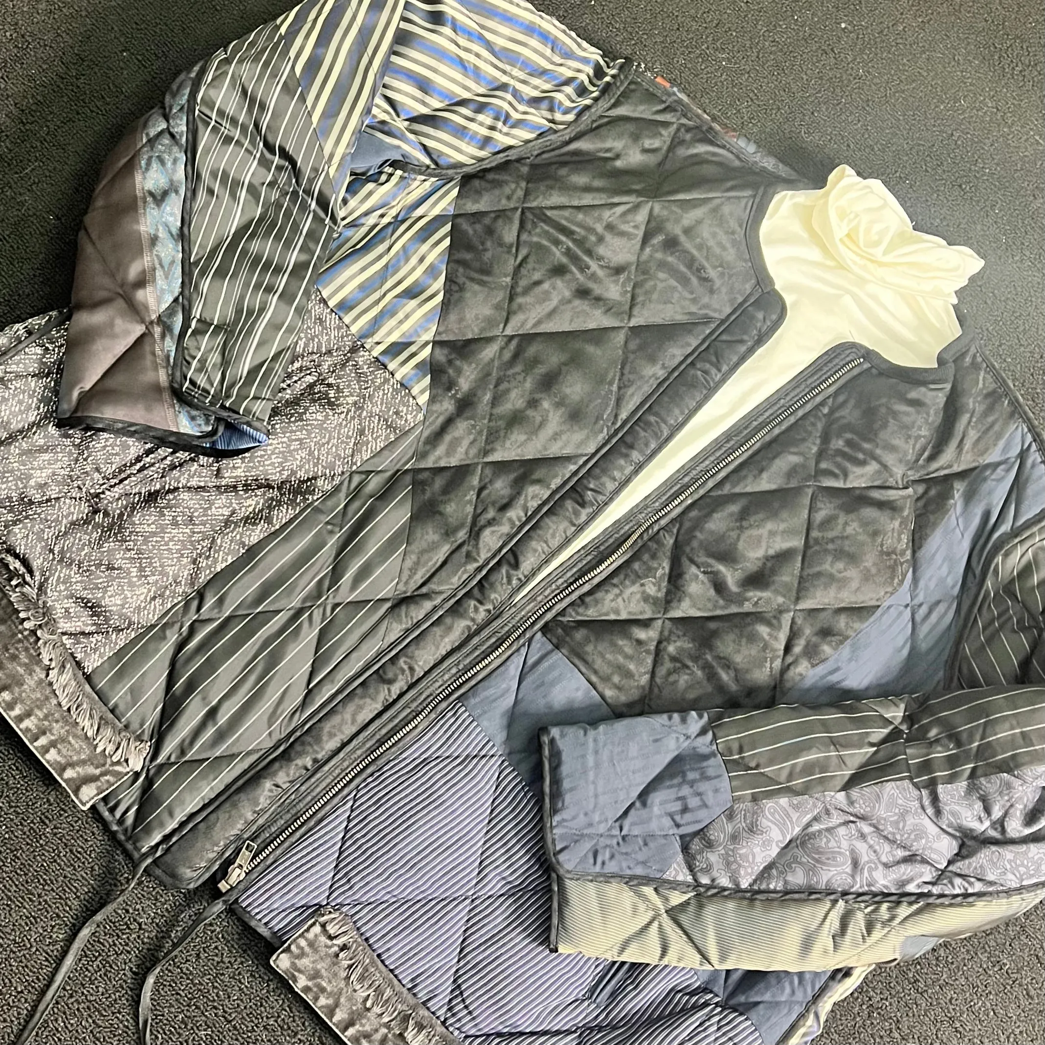 Mixed Media Down Bomber Jacket - Shadow
