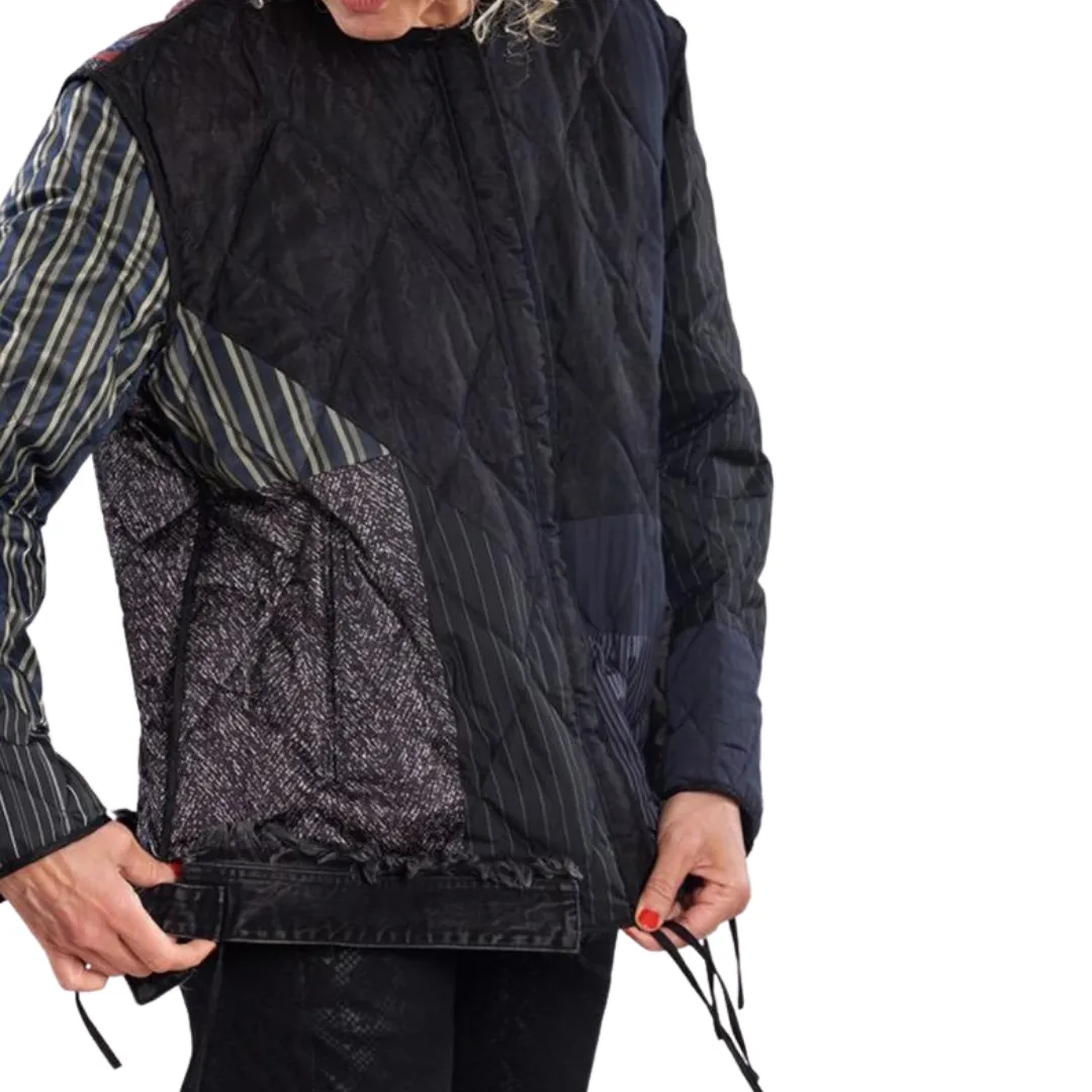Mixed Media Down Bomber Jacket - Shadow