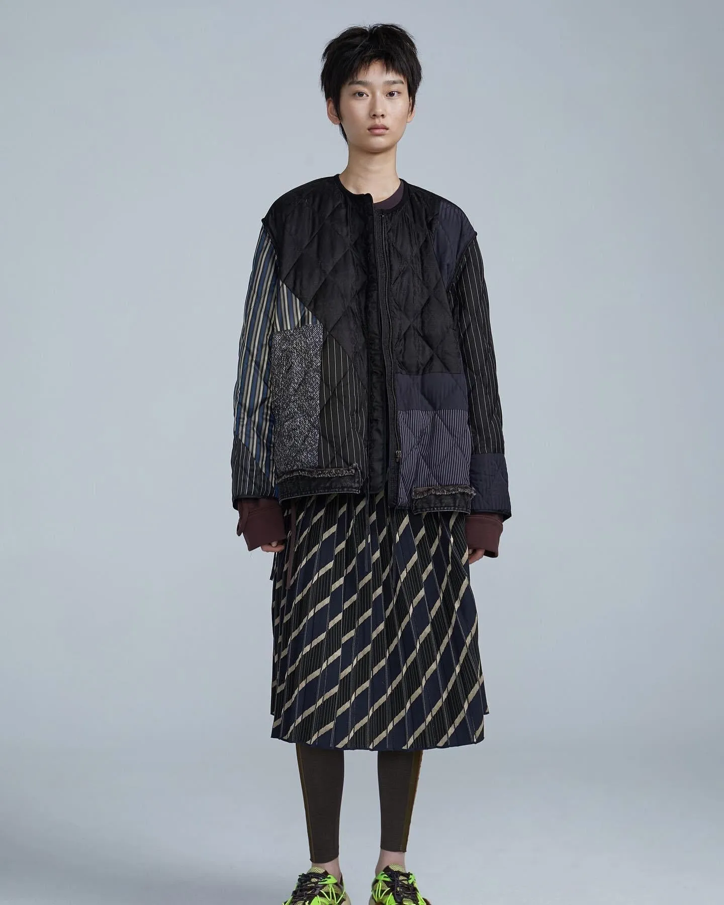 Mixed Media Down Bomber Jacket - Shadow
