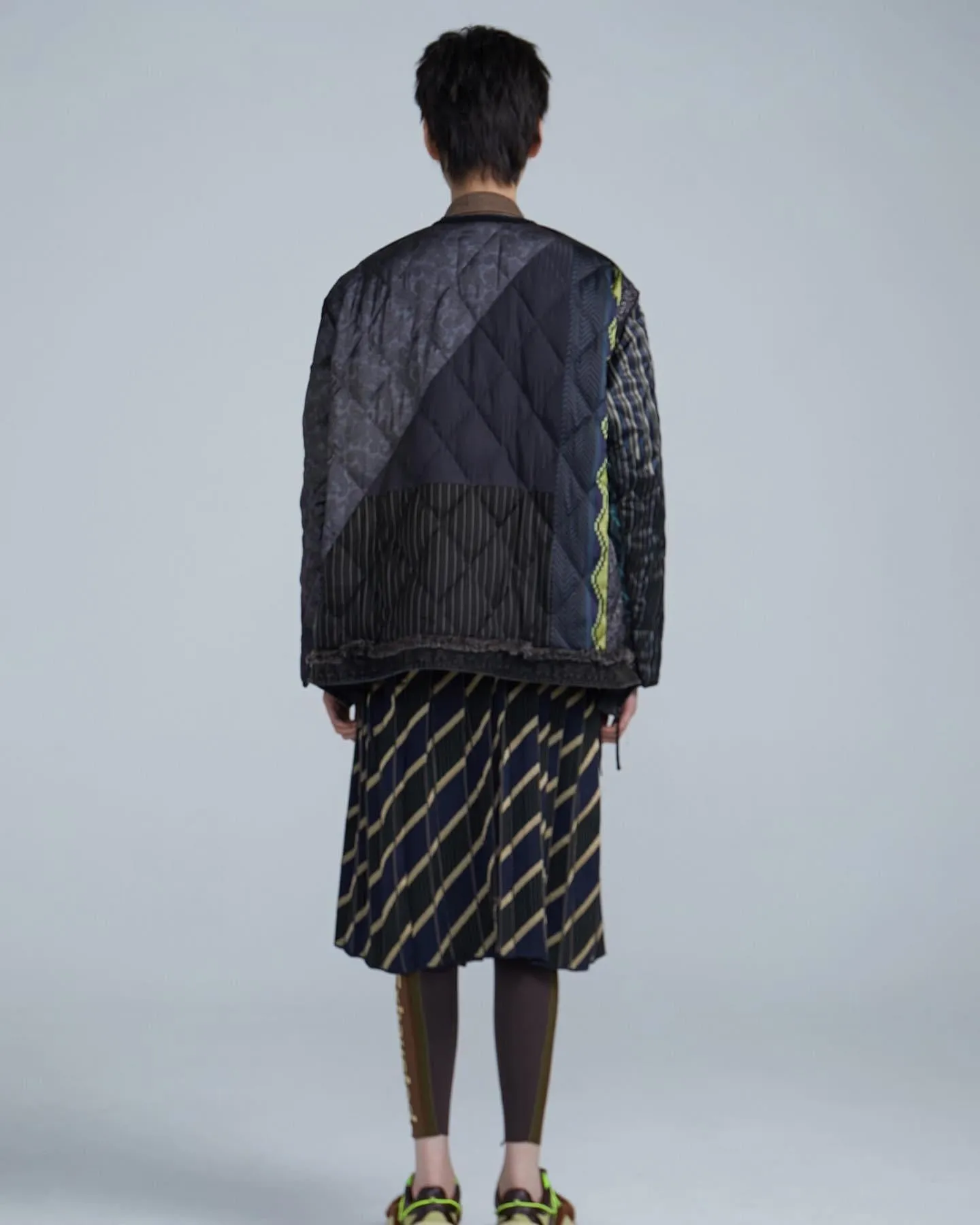 Mixed Media Down Bomber Jacket - Shadow