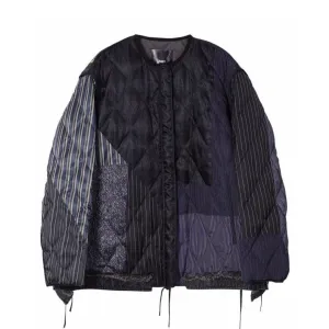 Mixed Media Down Bomber Jacket - Shadow