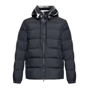 MONCLER CADERE HOODED FEATHER DOWN JACKET NAVY BLUE