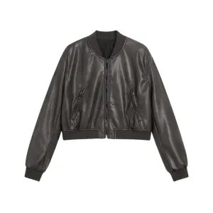 Moreno Leather Bomber Jacket - Stylish Faux Leather with Vintage Appeal