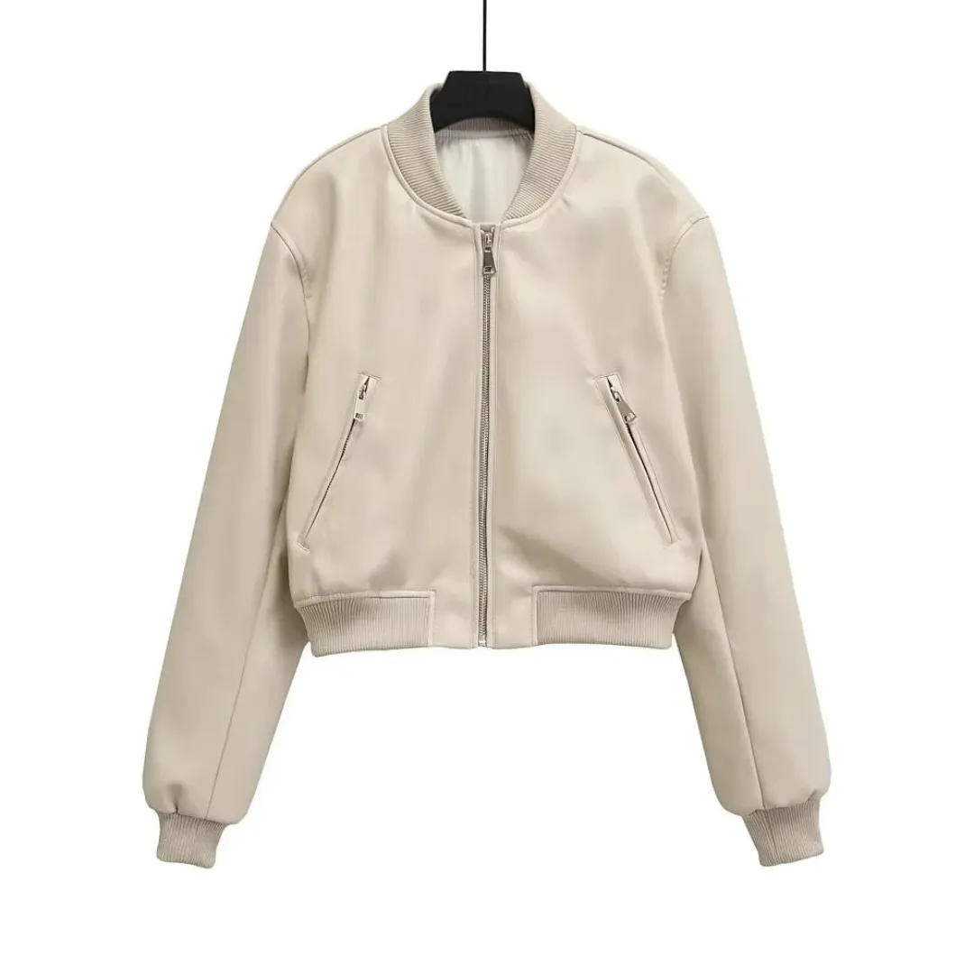 Moreno Leather Bomber Jacket - Stylish Faux Leather with Vintage Appeal