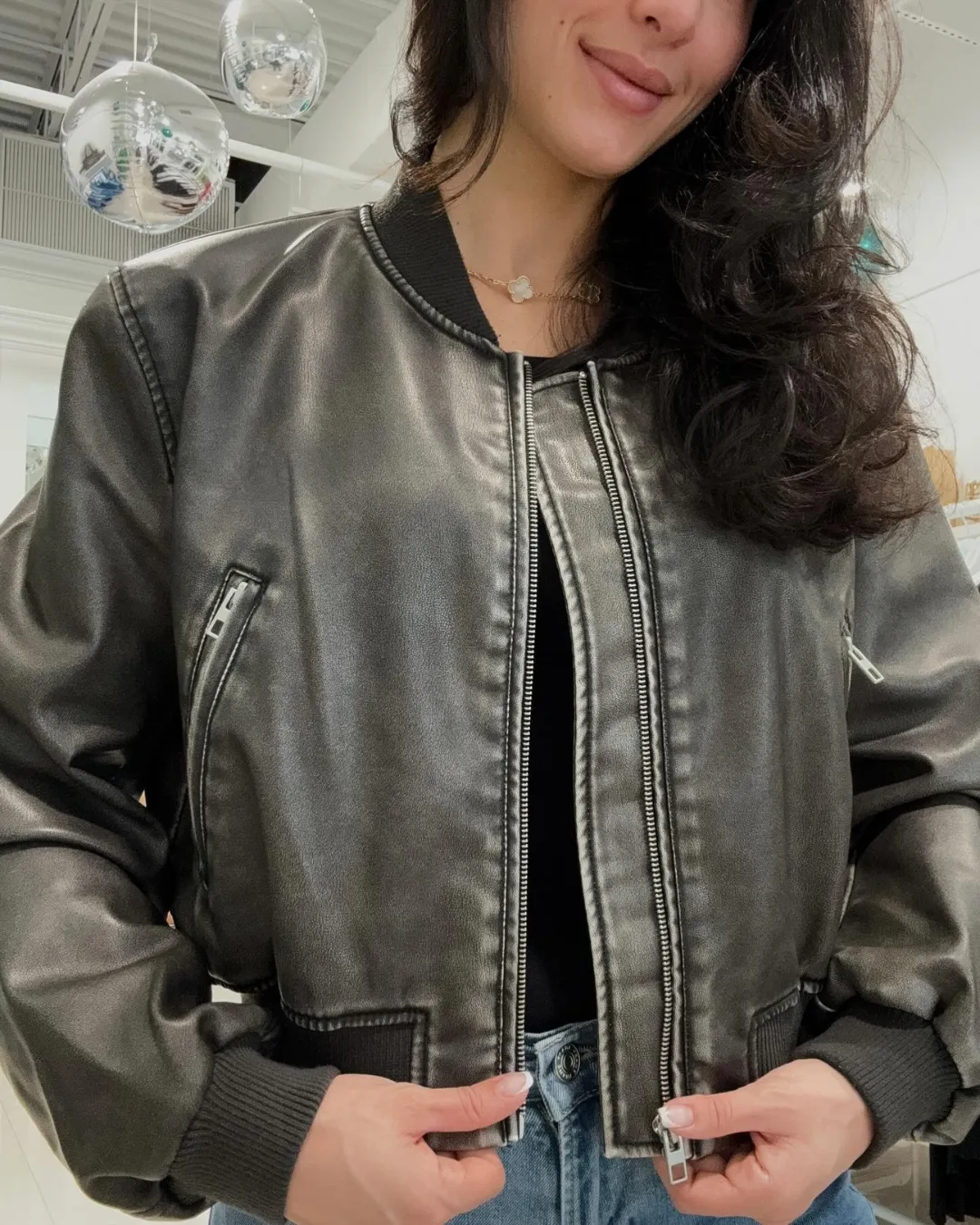 Moreno Leather Bomber Jacket - Stylish Faux Leather with Vintage Appeal