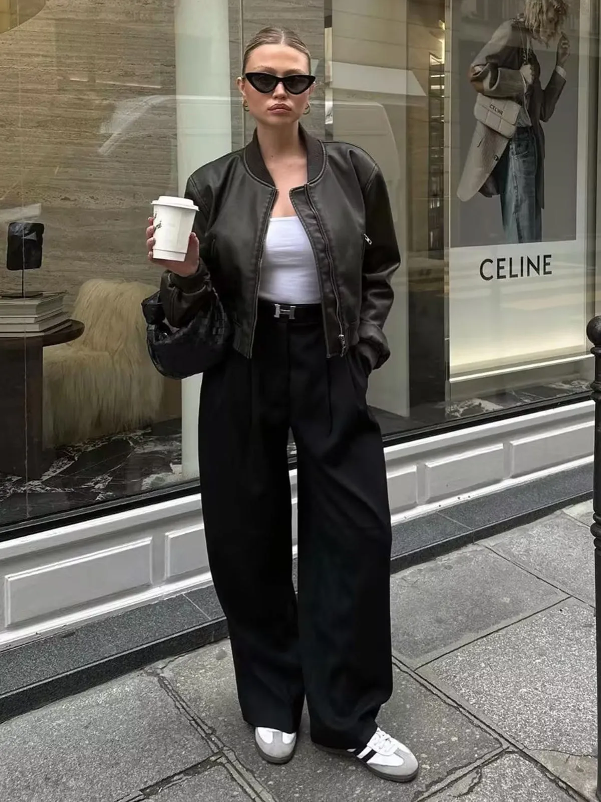 Moreno Leather Bomber Jacket - Stylish Faux Leather with Vintage Appeal