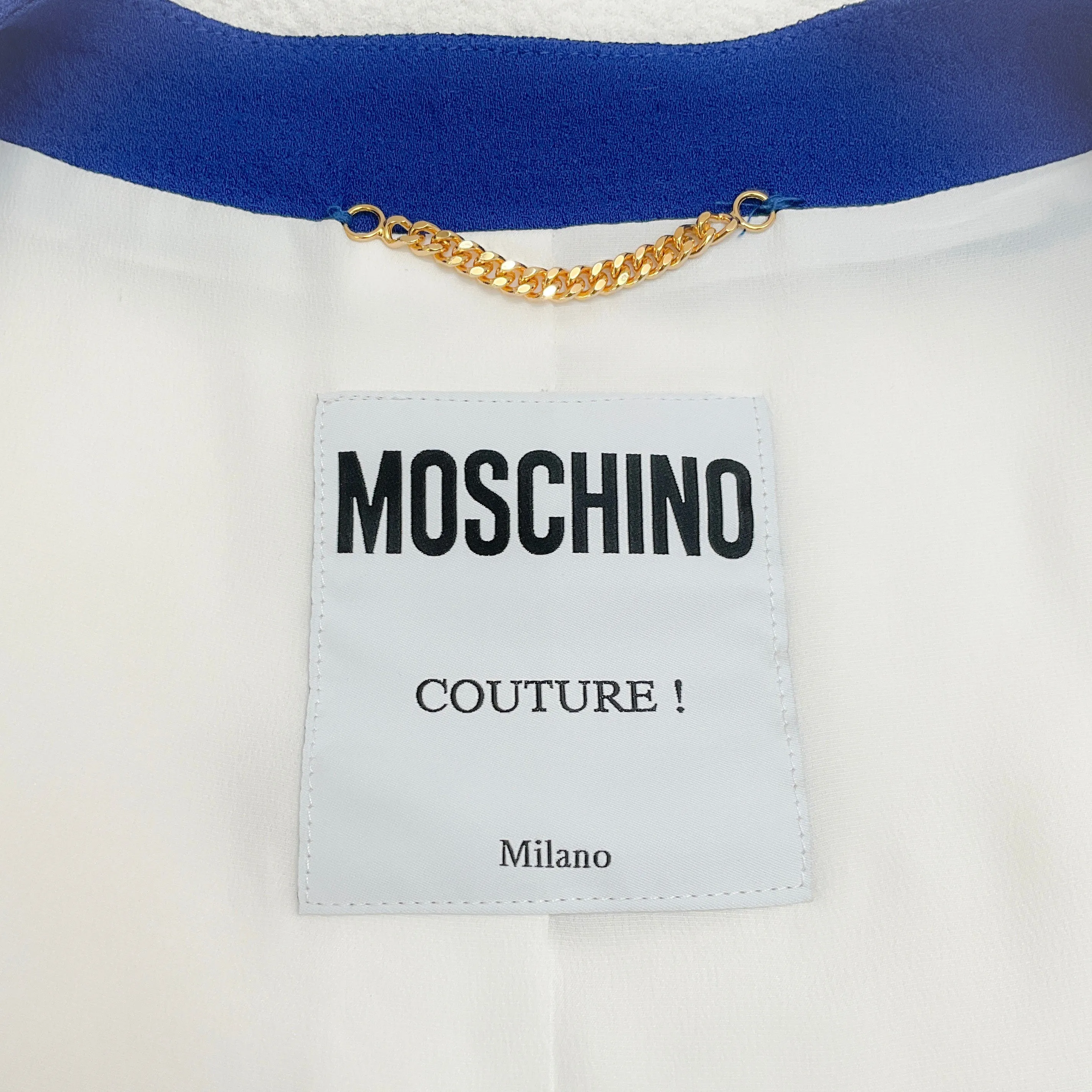 Moschino Couture White / Cobalt Jacket with Heart Buttons