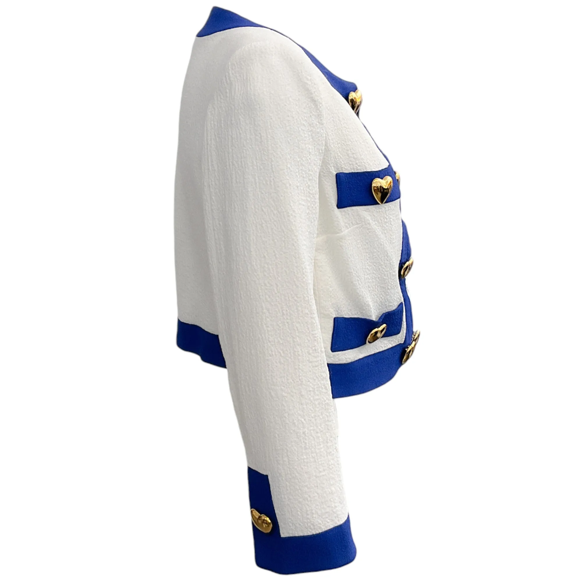Moschino Couture White / Cobalt Jacket with Heart Buttons