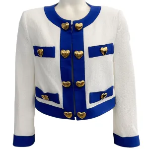Moschino Couture White / Cobalt Jacket with Heart Buttons