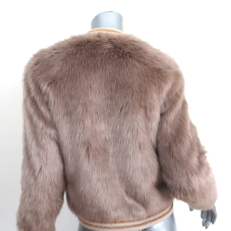 MOTHER The Letterman Faux Fur Bomber Jacket Blush Size Extra Small