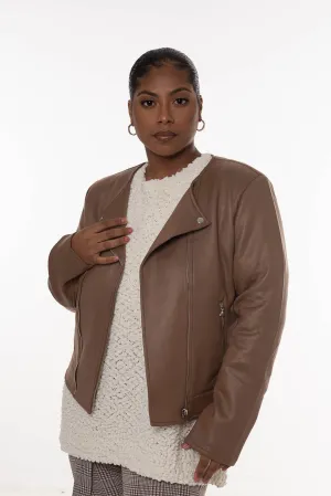 MOTO JACKET |CURVY | mocha|