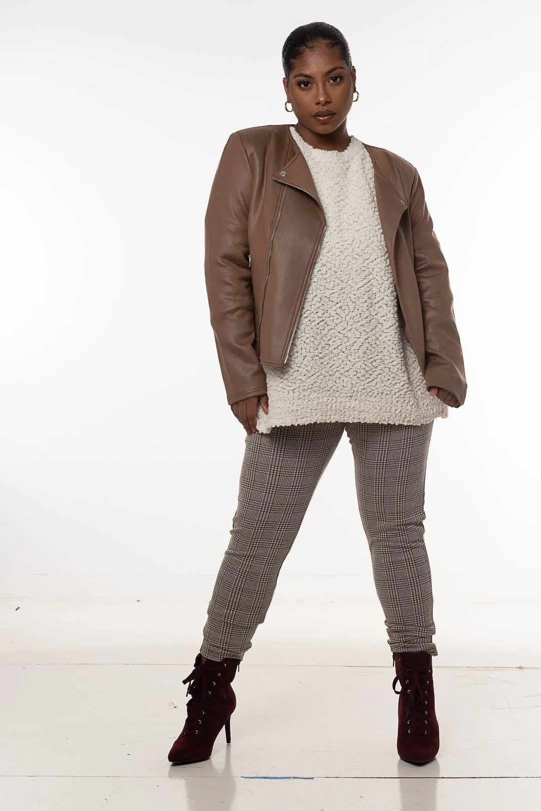 MOTO JACKET |CURVY | mocha|