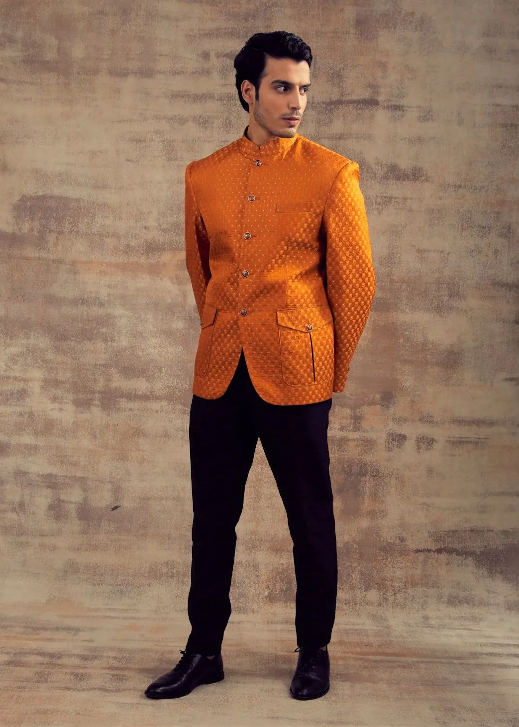 Mustard Color Banarasi Silk Jodhpuri Jacket