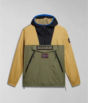 Napapijri Rainforest Ripstop Anorak Jacket In Green/Beige/Black