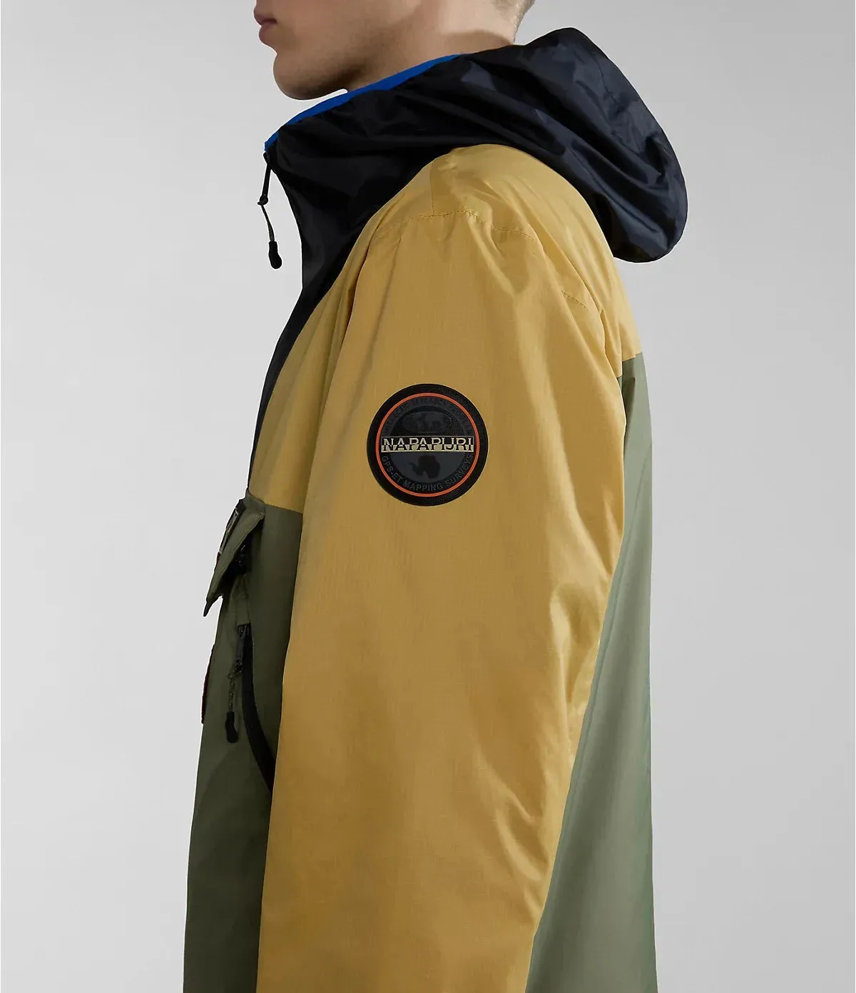 Napapijri Rainforest Ripstop Anorak Jacket In Green/Beige/Black