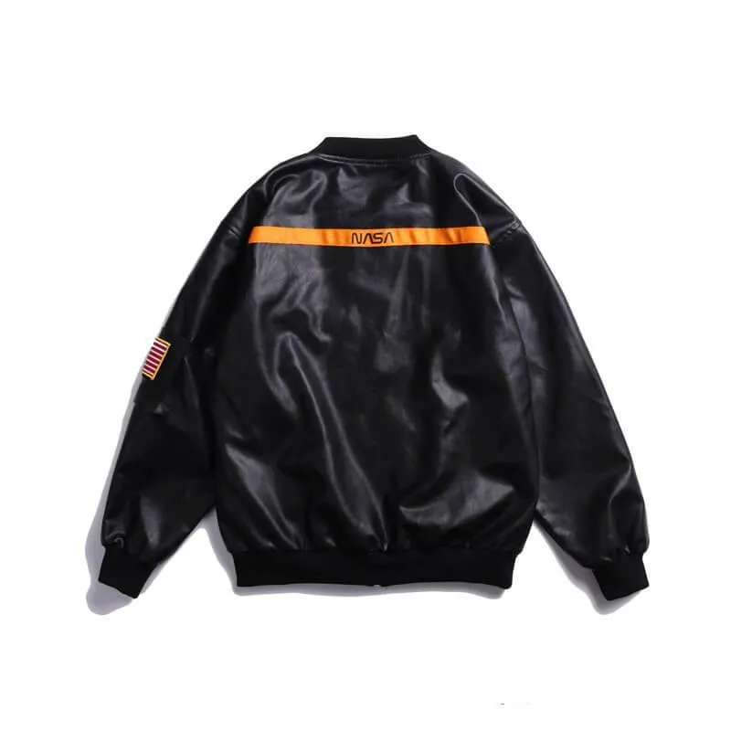 NASA Men's Leather Bomber Jacket MA1