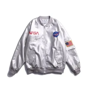 NASA Men's Leather Bomber Jacket MA1