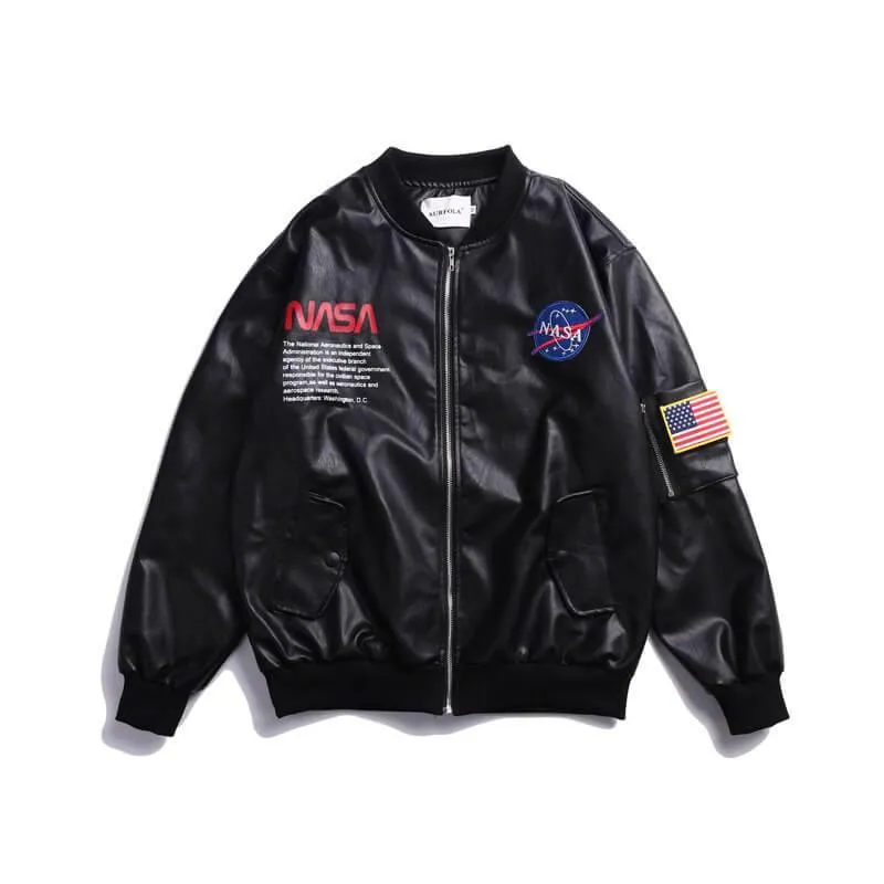 NASA Men's Leather Bomber Jacket MA1