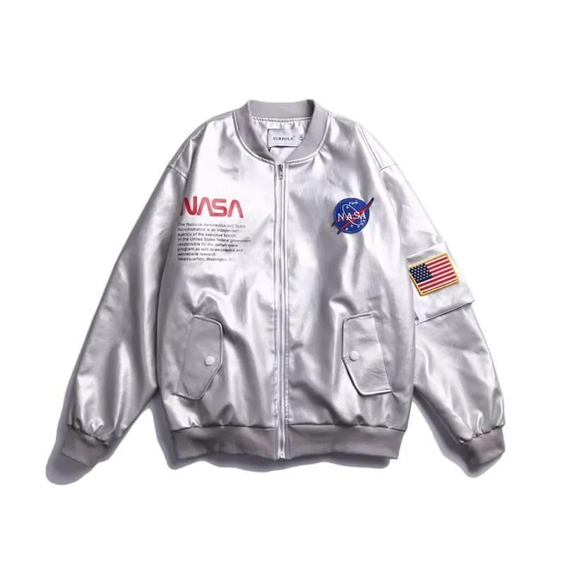 NASA Men's Leather Bomber Jacket MA1