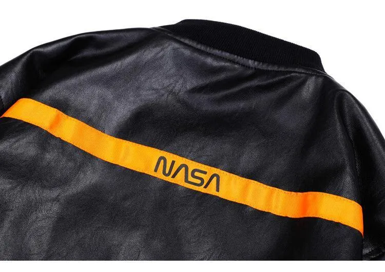 NASA Men's Leather Bomber Jacket MA1