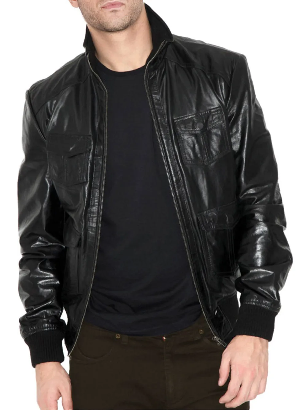 New Age Bomber Leather Jacket for Men