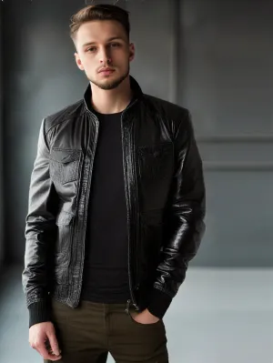 New Age Bomber Leather Jacket for Men