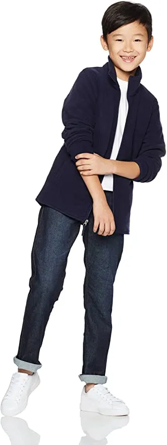 New Amazon Essentials Boys' Full-Zip Polar Fleece Jacket, Navy, Sz 10!