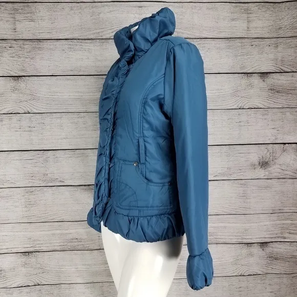 NEW Dollhouse S Ruffled Puffer Jacket High neck Snap front