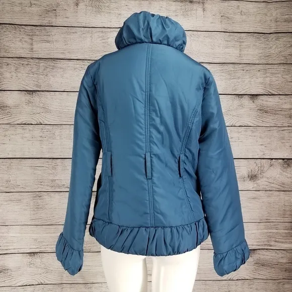 NEW Dollhouse S Ruffled Puffer Jacket High neck Snap front
