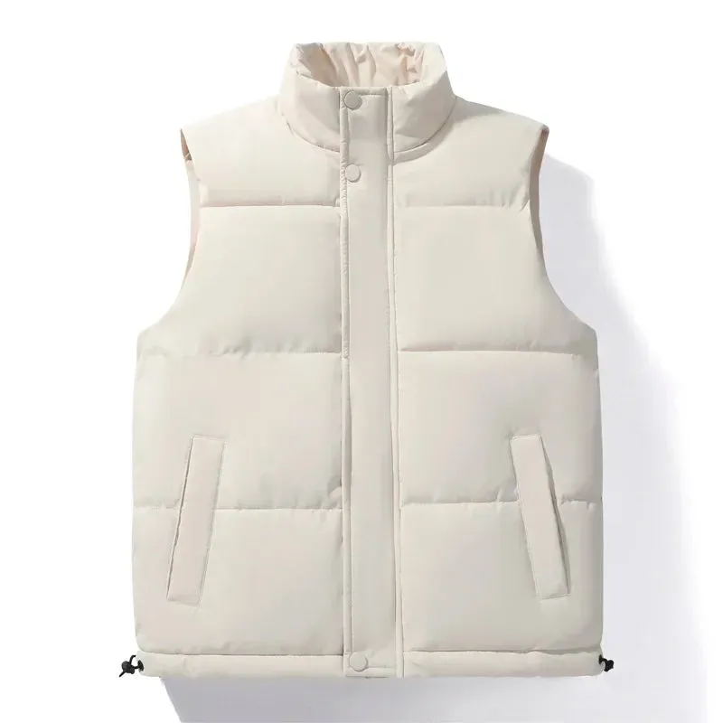 New Winter Men’s Vest – Down Cotton Undershirt with Stand-Up Collar and Horse Clip, Plus Size Available C32