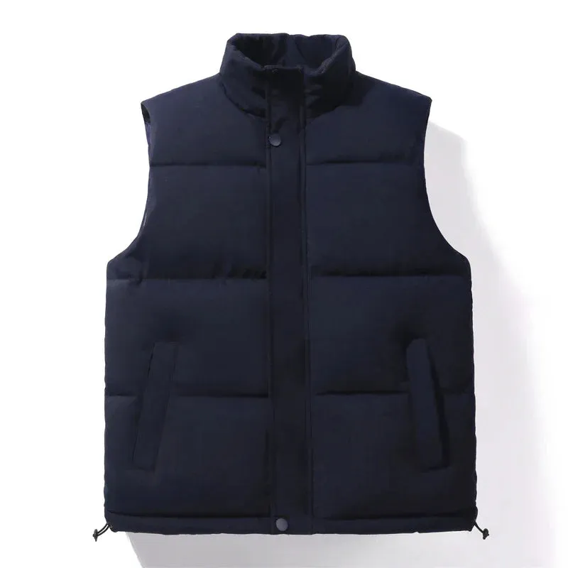 New Winter Men’s Vest – Down Cotton Undershirt with Stand-Up Collar and Horse Clip, Plus Size Available C32