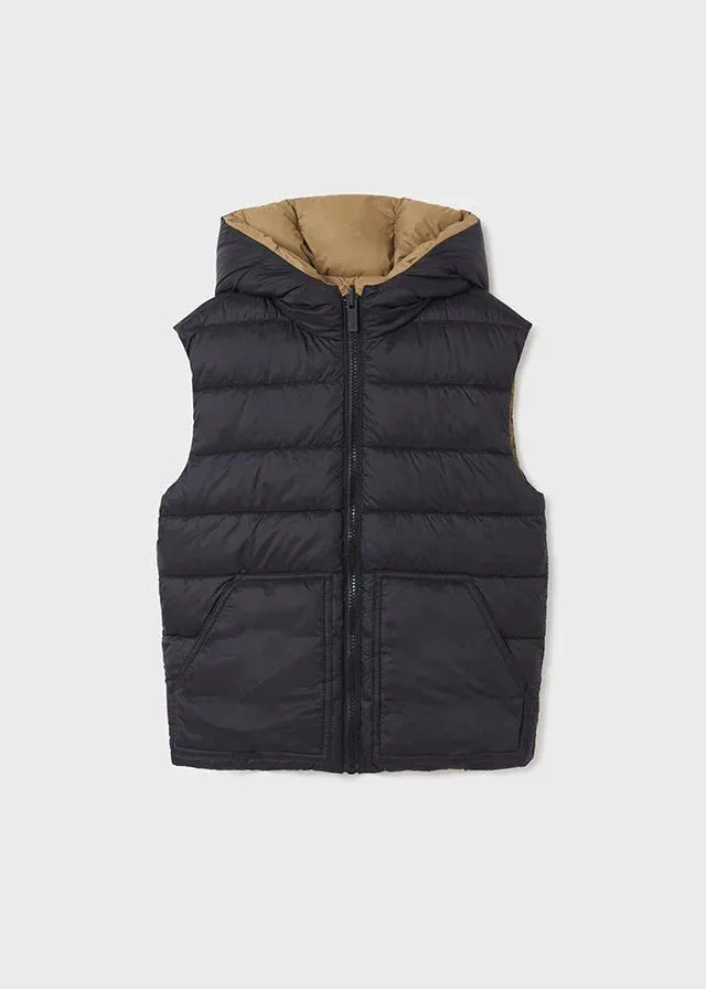 Nukutavake Boys Black Reversible Puffer Vest: Size 8 to 18 Years