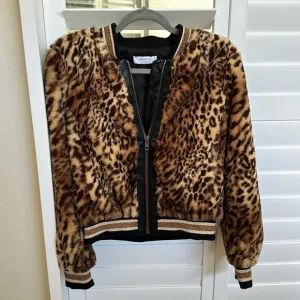 NWOT Bailey 44 Eliza Leopard Print Faux Bomber Jacket Size Small 4-6