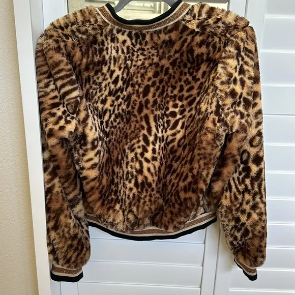 NWOT Bailey 44 Eliza Leopard Print Faux Bomber Jacket Size Small 4-6