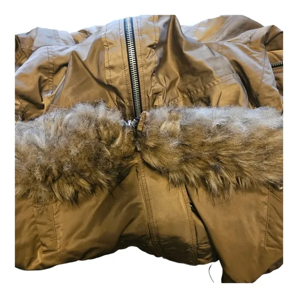 NWT GAP Bomber Flight Jacket Faux Fur Nylon Womens Size XL Brown