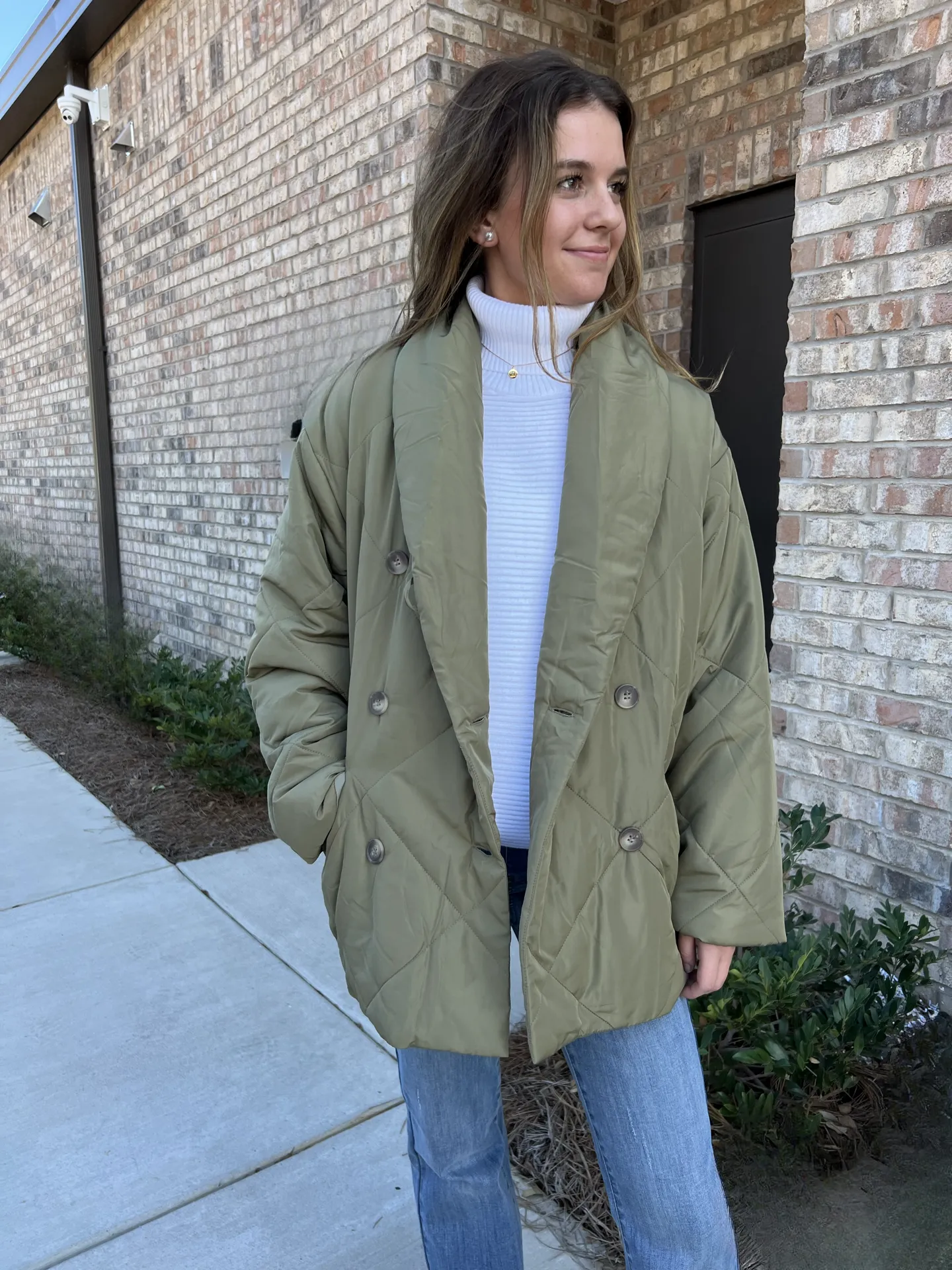 Olive puffer jacket