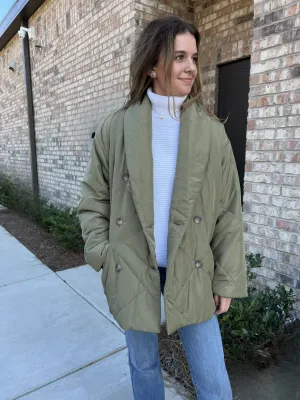 Olive puffer jacket