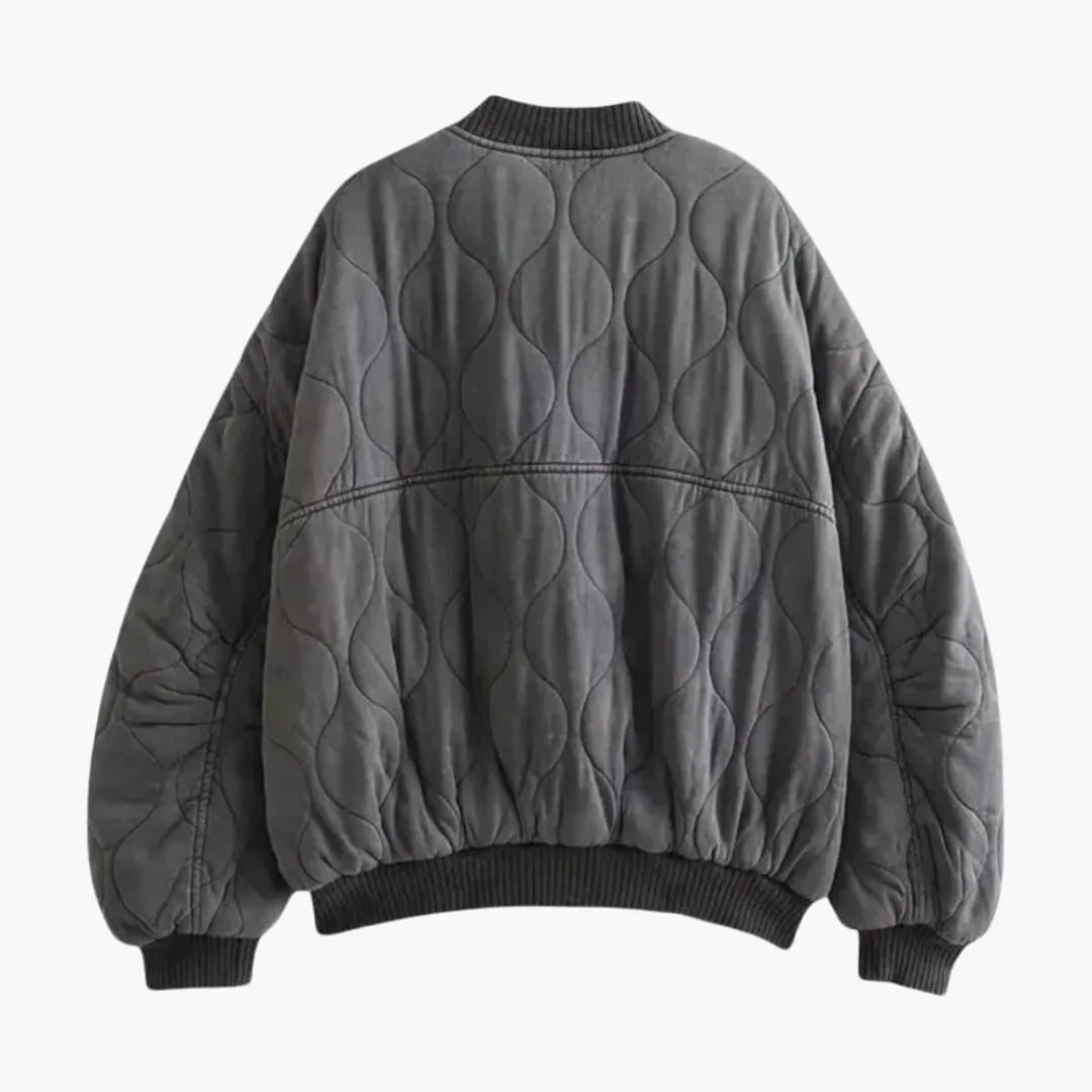 Oversized Quilted Bomber Jacket for Women