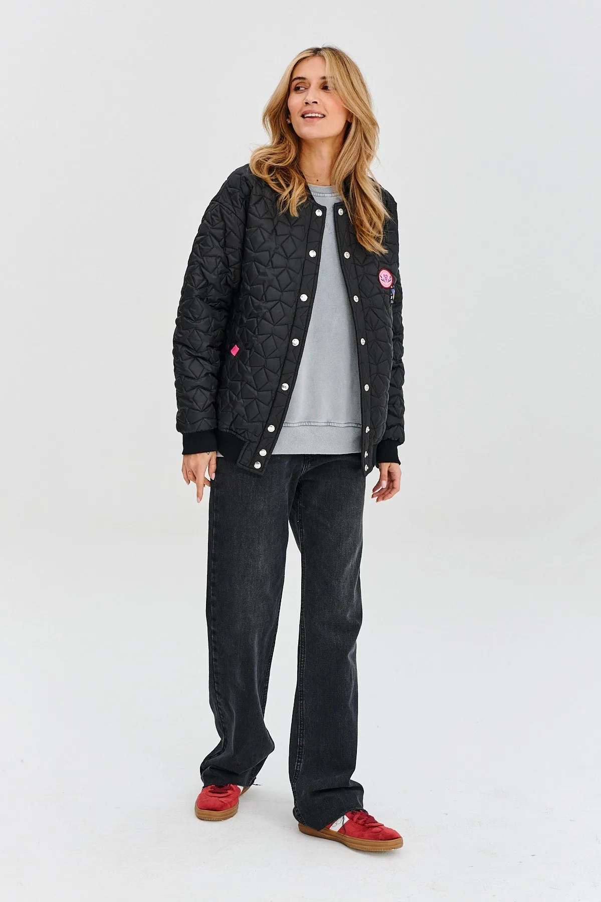 Own the Universe quilted bomber