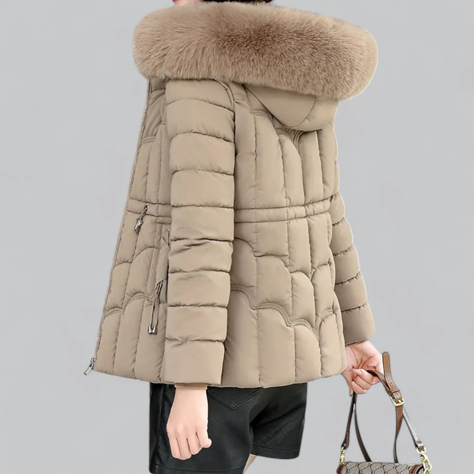 Padded Faux Fur Trim Parka Puffer Down Coat | Warm, Insulated, Water-Resistant Winter Jacket