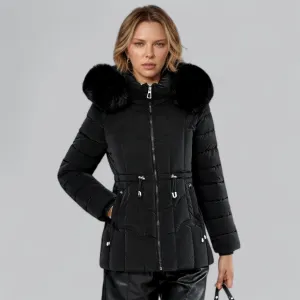 Padded Faux Fur Trim Parka Puffer Down Coat | Warm, Insulated, Water-Resistant Winter Jacket