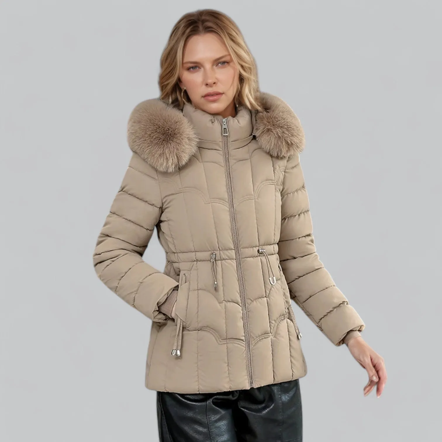 Padded Faux Fur Trim Parka Puffer Down Coat | Warm, Insulated, Water-Resistant Winter Jacket