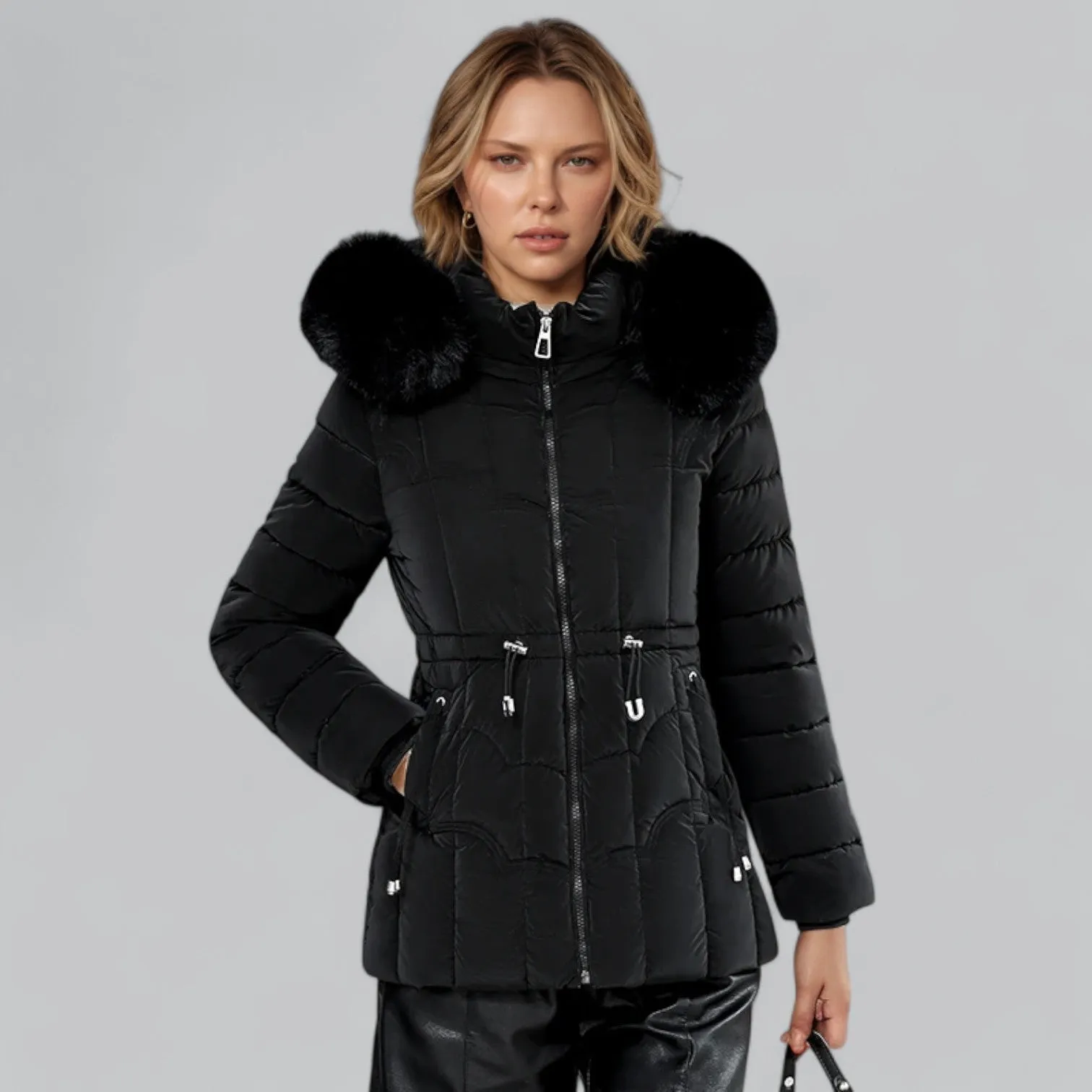 Padded Faux Fur Trim Parka Puffer Down Coat | Warm, Insulated, Water-Resistant Winter Jacket