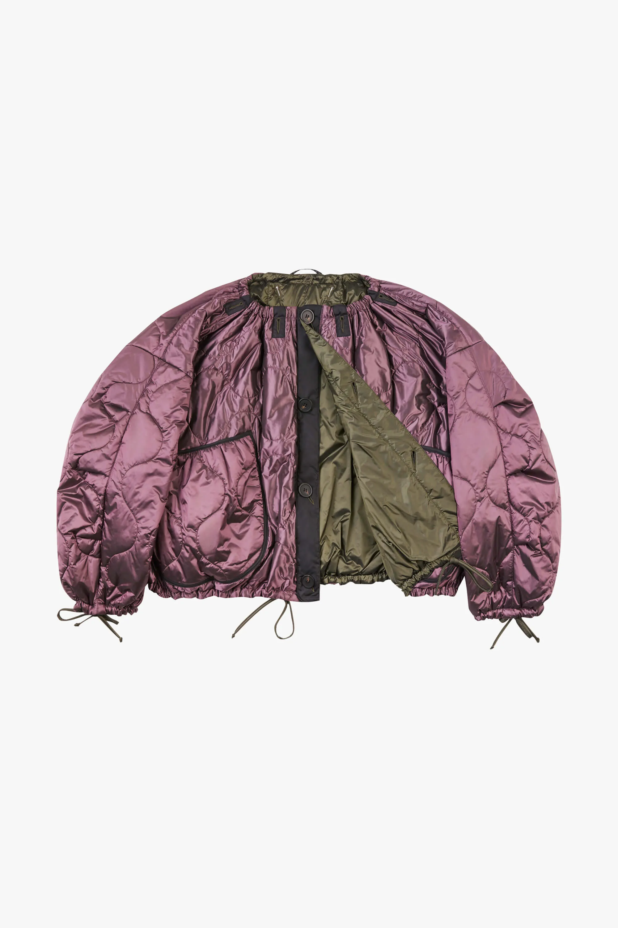 Parachute Quilt Bomber - Dark Olive / Amethyst