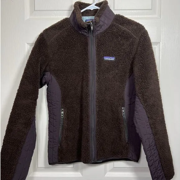 Patagonia Synchilla Retro X Deep Pile Full Zip Fleece Jacket Brown Women's Med